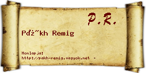 Pákh Remig névjegykártya